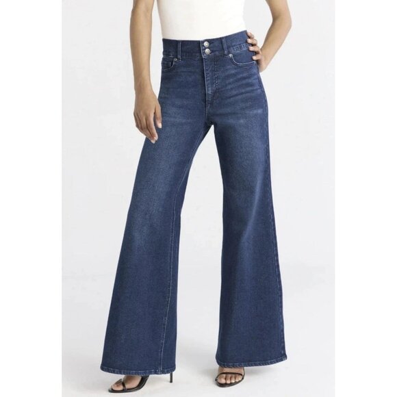 Sophia Vergara Jeans Super High Rise Wide Leg Margot Womens Size 16 Dark Wash - Picture 12 of 12